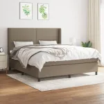 Pat continental cu saltea, gri taupe, 180x200 cm, textil GartenMobel Dekor