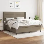 Pat continental cu saltea, gri taupe, 180x200 cm, textil GartenMobel Dekor