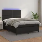 Pat box spring cu saltea, negru, 140x190 cm, piele ecologică GartenMobel Dekor