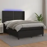 Pat box spring cu saltea, negru, 140x190 cm, piele ecologică GartenMobel Dekor