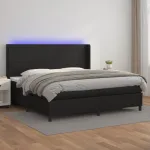 Pat box spring cu saltea, negru, 200x200 cm, piele ecologică GartenMobel Dekor