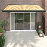 Copertină retractabilă, galben/alb, 3,5x2,5 m, textil/aluminiu GartenMobel Dekor