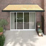 Copertină retractabilă, galben/alb, 3,5x2,5 m, textil/aluminiu GartenMobel Dekor