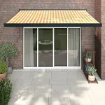 Copertină retractabilă, galben/alb, 3x2,5 m, textil/aluminiu GartenMobel Dekor