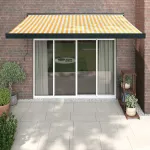 Copertină retractabilă, galben/alb, 3x2,5 m, textil/aluminiu GartenMobel Dekor