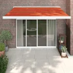 Copertină retractabilă portocaliu/maro 3,5x2,5m textil/aluminiu GartenMobel Dekor