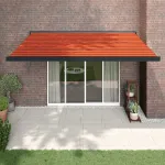 Copertină retractabilă portocaliu/maro 4x3 m, textil/aluminiu GartenMobel Dekor