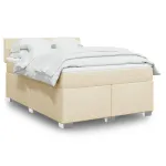 Pat continental cu saltea, crem, 140x200 cm, material textil GartenMobel Dekor