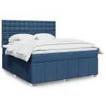 Pat box spring cu saltea, albastru, 180x200 cm, material textil GartenMobel Dekor