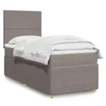 Pat box spring cu saltea, gri taupe, 90x190 cm, textil GartenMobel Dekor