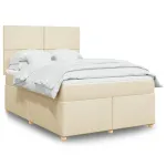 Pat continental cu saltea, crem, 140x200 cm, material textil GartenMobel Dekor