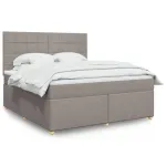 Pat continental cu saltea, gri taupe, 180x200 cm, textil GartenMobel Dekor