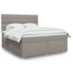 Pat continental cu saltea, gri taupe, 180x200 cm, textil GartenMobel Dekor