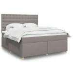 Pat continental cu saltea, gri taupe, 180x200 cm, textil GartenMobel Dekor