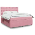 Pat box spring cu saltea, roz, 180x200 cm, catifea GartenMobel Dekor