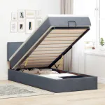 Cadru de pat otoman cu saltea Gri închis 80x200cm catifea GartenMobel Dekor