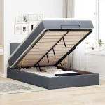 Pat otoman cu saltea și LED-uri, gri închis, 120x190cm, catifea GartenMobel Dekor