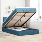 Cadru de pat otoman cu saltea Albastru închis 120x200cm catifea GartenMobel Dekor