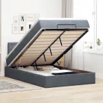 Pat otoman cu saltea și LED-uri, gri închis, 120x190cm, catifea GartenMobel Dekor