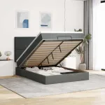 Cadru pat otoman cu saltea țesătură gri închis 140x190cm GartenMobel Dekor