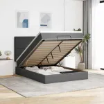 Cadru pat otoman cu saltea țesătură gri închis 140x200 cm GartenMobel Dekor