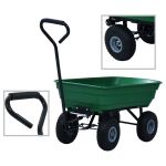Cărucior manual de grădină basculabil, verde, 300 kg, 75 L GartenMobel Dekor