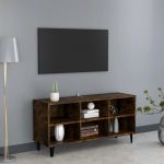 Comodă TV, picioare din metal, stejar fumuriu, 103,5x30x50 cm GartenMobel Dekor