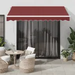 Copertină retractabilă manual cu LED, vișiniu, 300x250 cm GartenMobel Dekor