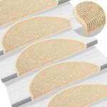 Covorașe autoadezive pentru scări, 15 buc., bej 65x21x4cm sisal GartenMobel Dekor