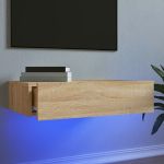 Comodă TV cu lumini LED, stejar sonoma, 60x35x15,5 cm GartenMobel Dekor