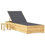 Șezlong de grădină cu masă și pernă, lemn de pin tratat GartenMobel Dekor