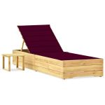 Șezlong de grădină cu masă și pernă, lemn de pin tratat GartenMobel Dekor