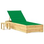 Șezlong de grădină cu masă și pernă, lemn de pin tratat GartenMobel Dekor