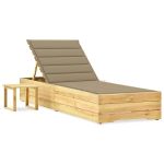 Șezlong de grădină cu masă și pernă, lemn de pin tratat GartenMobel Dekor