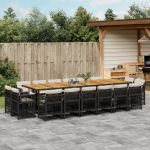 Set mobilier de grădină cu perne, 17 piese, negru, poliratan GartenMobel Dekor