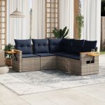 Set canapea de grădină cu perne, 5 piese, gri, poliratan GartenMobel Dekor