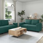 Set de canapele cu perne, 2 piese, verde închis, textil GartenMobel Dekor