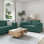 Set de canapele cu perne, 3 piese, verde închis, catifea GartenMobel Dekor