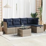 Set mobilier grădină cu perne, 6 piese, gri, poliratan GartenMobel Dekor