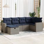 Set mobilier grădină cu perne, 6 piese, gri, poliratan GartenMobel Dekor