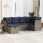 Set mobilier grădină cu perne, 6 piese, gri, poliratan GartenMobel Dekor