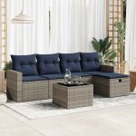 Set mobilier grădină cu perne, 6 piese, gri, poliratan GartenMobel Dekor