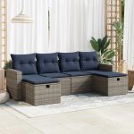 Set mobilier grădină cu perne, 6 piese, gri, poliratan GartenMobel Dekor