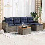 Set mobilier grădină cu perne, 6 piese, gri, poliratan GartenMobel Dekor