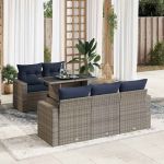Set mobilier grădină cu perne 6 piese gri poliratan/lemn acacia GartenMobel Dekor
