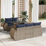 Set mobilier grădină cu perne 6 piese gri poliratan/lemn acacia GartenMobel Dekor