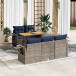 Set mobilier grădină cu perne, 6 piese, gri, poliratan GartenMobel Dekor
