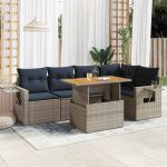 Set mobilier grădină cu perne, 6 piese, gri, poliratan GartenMobel Dekor