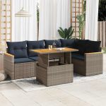 Set mobilier grădină cu perne, 6 piese, gri, poliratan GartenMobel Dekor