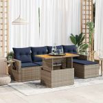 Set mobilier grădină cu perne, 6 piese, gri, poliratan GartenMobel Dekor